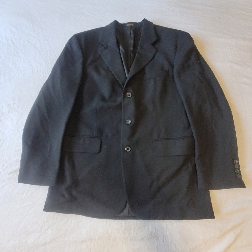 Oscar De La Renta Blazer 42R 34W Black Wool Sport Coat Suit Old Money Preppy